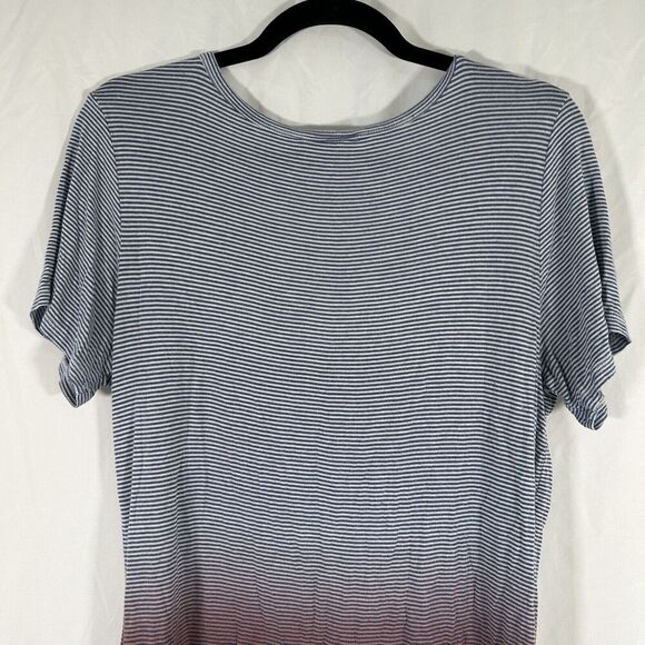 BKE Blouse Women's Small Blue Red Striped Vneck Short Sleeve Pullover - Picture 8 of 9